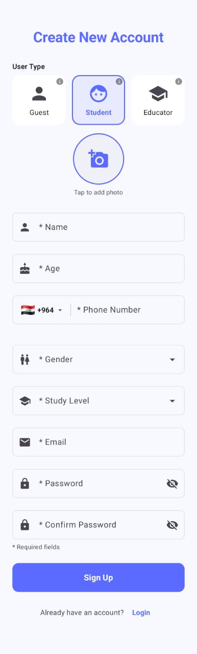 Standard signup workflow for account creation.